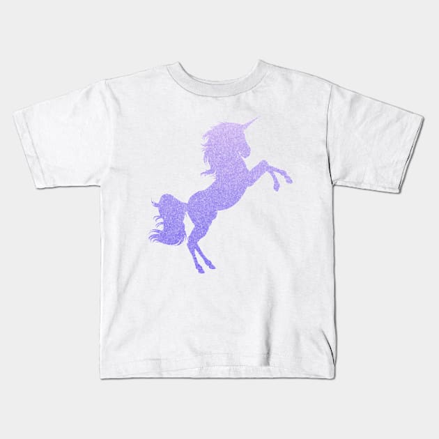 Pastel Purple Ombre Faux Glitter Unicorn Kids T-Shirt by Felicity-K